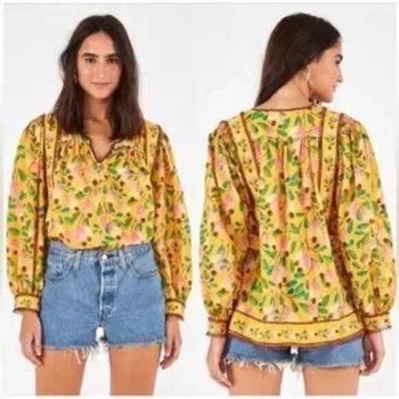 FARM Rio Mini Cashew  Long Sleeve Blouse, Size XL - Picture 4 of 15